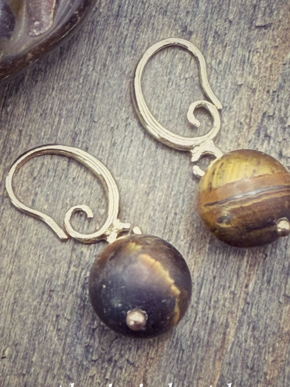 Gold-Tone Tiger's Eye Bead Drop Earrings